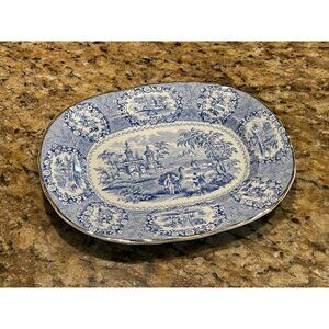 Antique Ridgway Oriental Blue and White 9" Serving Platter Tray